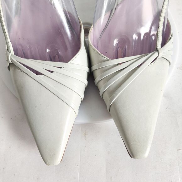 Gianni Bini Heels Size 9 Y2K 90s Mint Green Leather Pointy Square Toe Slingback - Picture 6 of 13